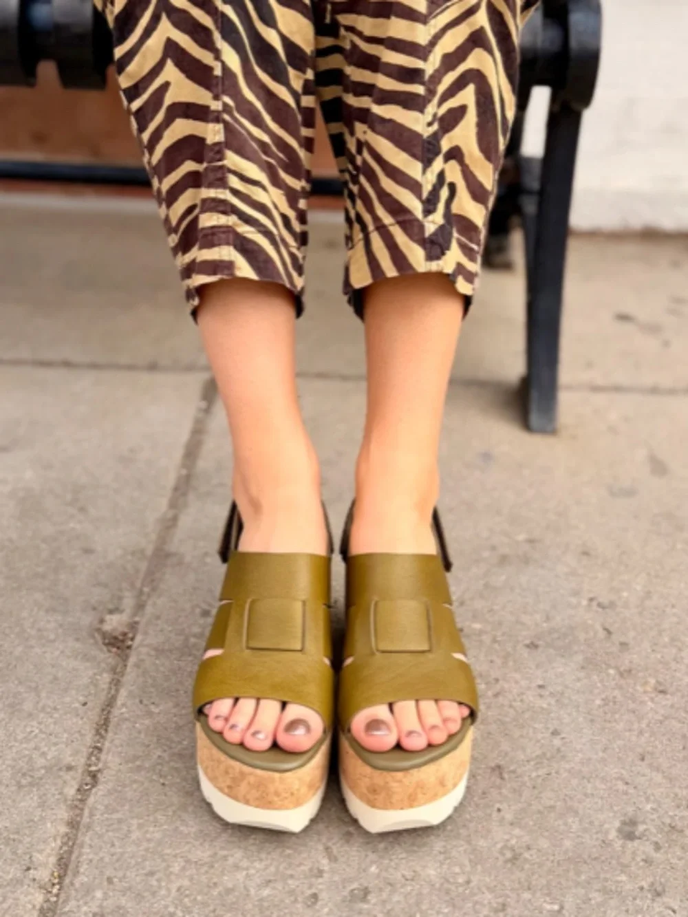 Homers 21809 VENICE Platform Sandal in Volanato Oliva